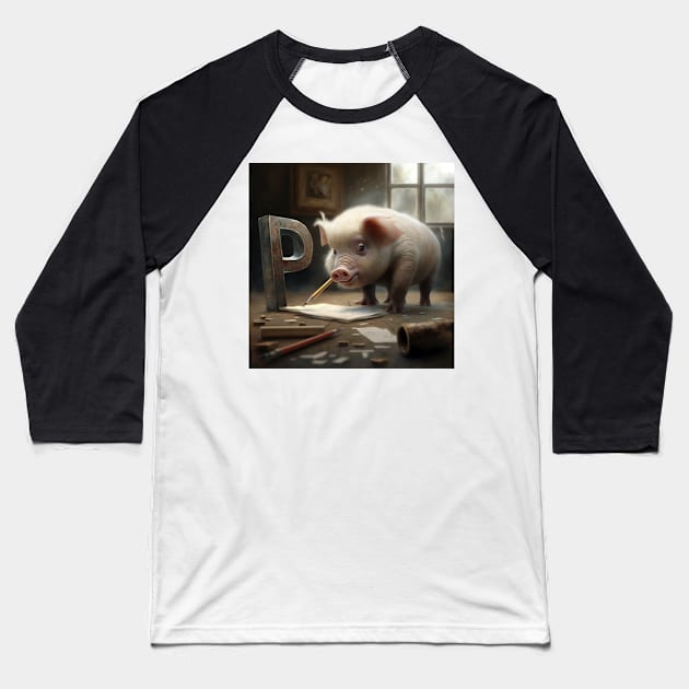 Letter P for Painting Pig from AdventuresOfSela Baseball T-Shirt by Parody-is-King